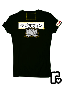black and white custom made ragamufyn tee shirt with buddha om namaste