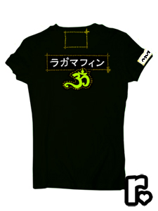 black and white custom made ragamufyn tee shirt with buddha om namaste