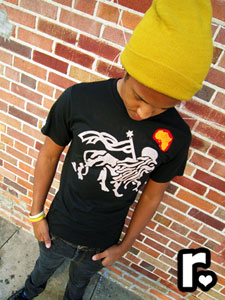 black and white ragamufyn tee shirt with rasta lion of judah