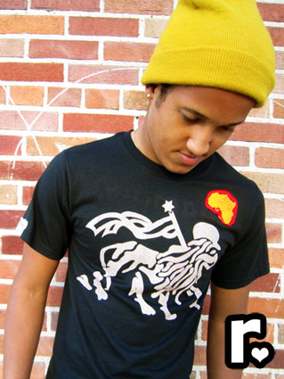 black and white ragamufyn tee shirt with rasta lion of judah