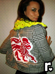 custom houndstooth handmade ragamufyn jacket with reggae rasta lion of judah and yellow satin yoyo