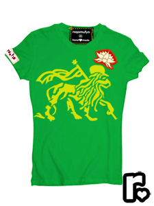 grass green and yellow custom made ragamufyn tee shirt with rasta lion of judah