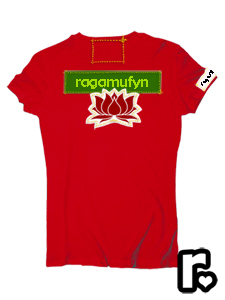 red and white custom made ragamufyn tee shirt with rasta lion of judah om namaste