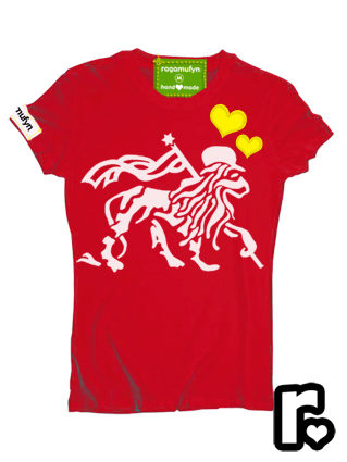 red and white custom made ragamufyn tee shirt with rasta lion of judah om namaste