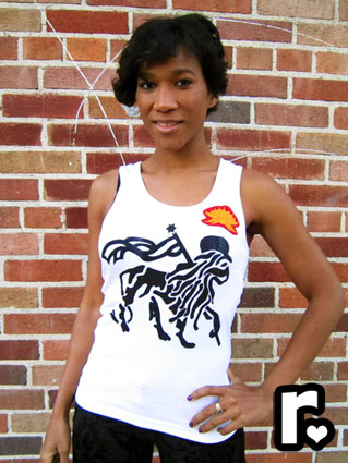 white ribbed ragamufyn tank top with rasta lion of judah