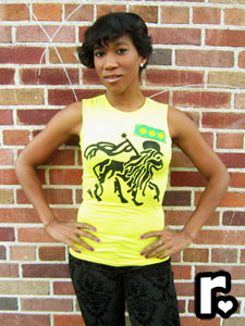 yellow and black custom made ragamufyn muscle tee with rasta lion of judah